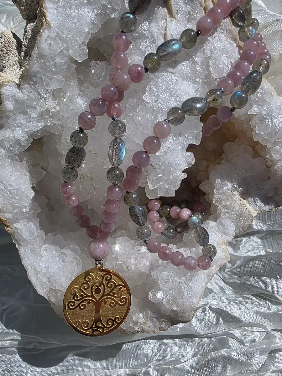 Refuge intérieur (Quartz rose & Labradorite)